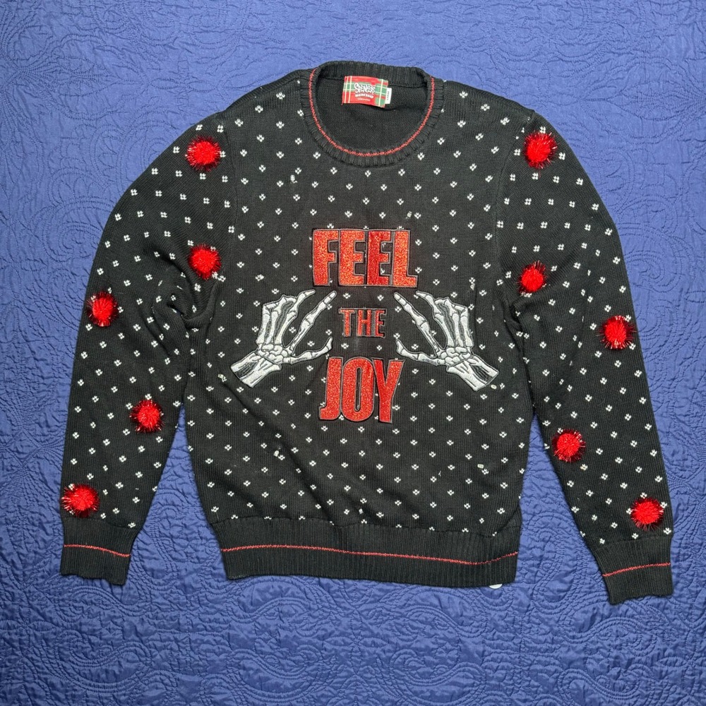 Spencers Workshop Ugly Christmas‎ Sweater Light Up Skeleton Hands Joy large